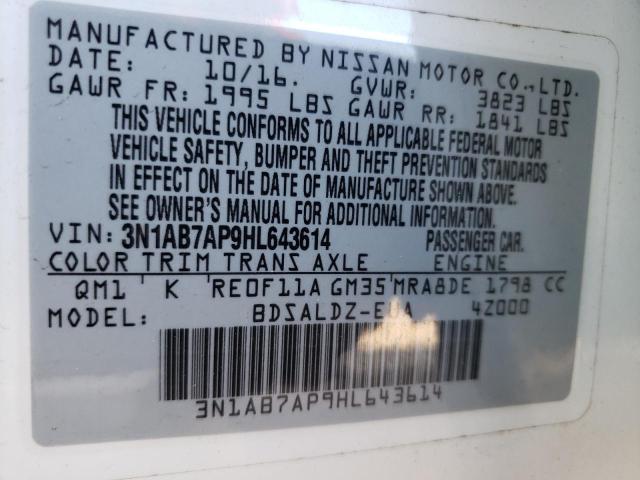 Photo 9 VIN: 3N1AB7AP9HL643614 - NISSAN SENTRA S 