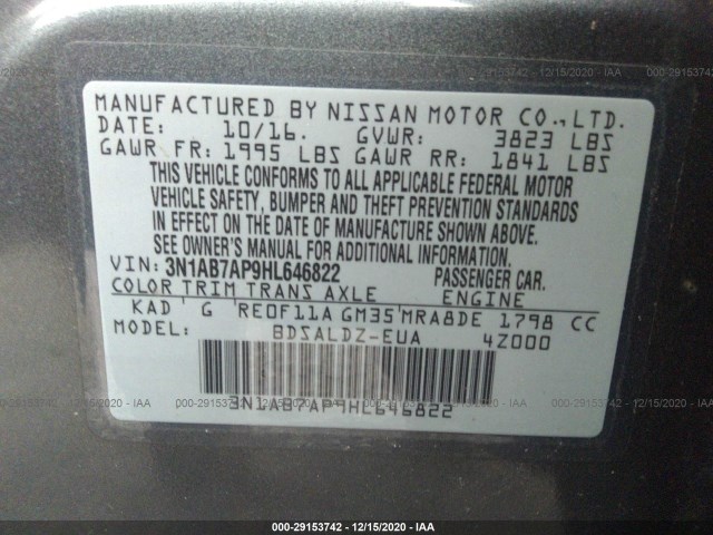 Photo 8 VIN: 3N1AB7AP9HL646822 - NISSAN SENTRA 