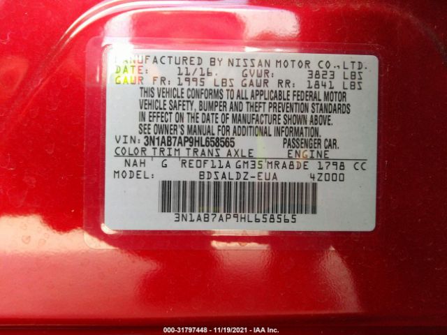 Photo 8 VIN: 3N1AB7AP9HL658565 - NISSAN SENTRA 