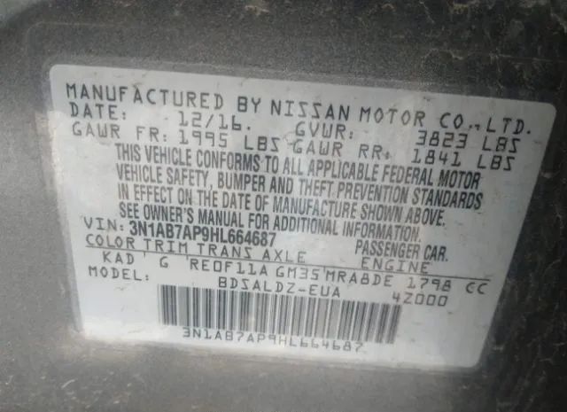 Photo 8 VIN: 3N1AB7AP9HL664687 - NISSAN SENTRA 