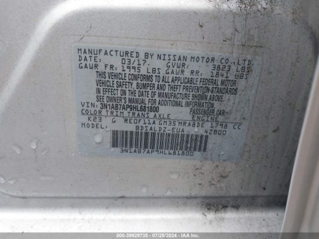 Photo 8 VIN: 3N1AB7AP9HL681800 - NISSAN SENTRA 