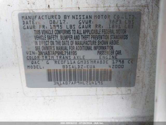 Photo 8 VIN: 3N1AB7AP9HL714195 - NISSAN SENTRA 