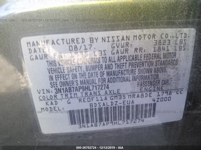 Photo 8 VIN: 3N1AB7AP9HL717274 - NISSAN SENTRA 