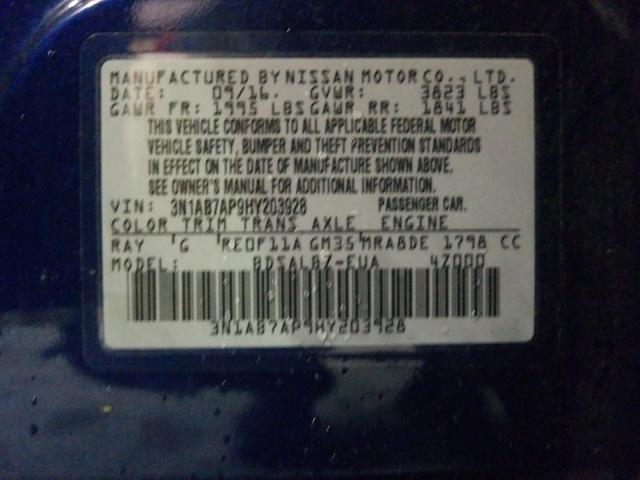 Photo 9 VIN: 3N1AB7AP9HY203928 - NISSAN SENTRA S 