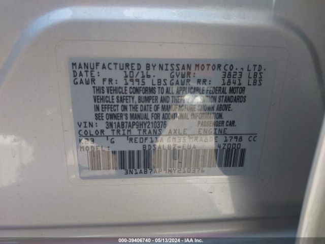 Photo 8 VIN: 3N1AB7AP9HY210376 - NISSAN SENTRA 