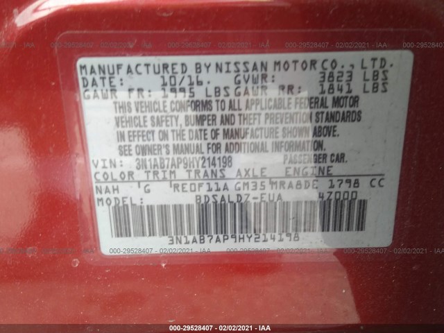 Photo 8 VIN: 3N1AB7AP9HY214198 - NISSAN SENTRA 