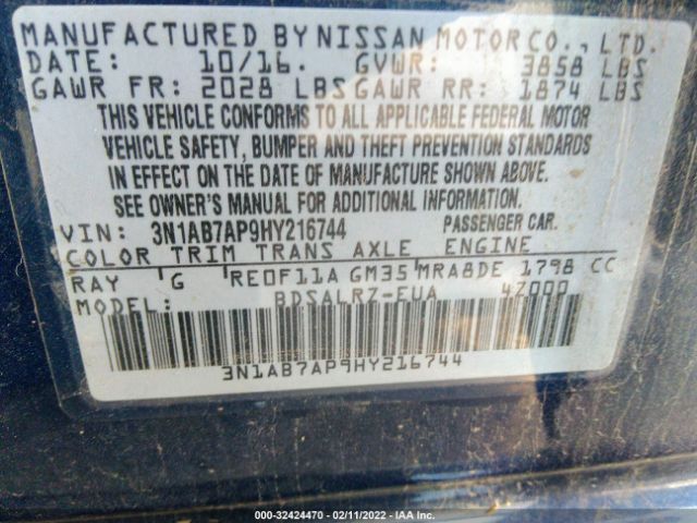 Photo 8 VIN: 3N1AB7AP9HY216744 - NISSAN SENTRA 