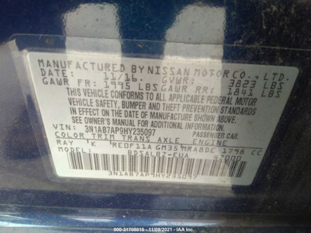 Photo 8 VIN: 3N1AB7AP9HY235097 - NISSAN SENTRA 