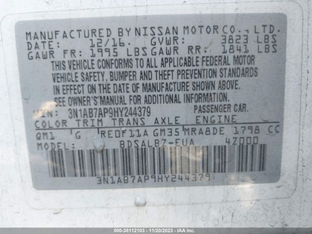 Photo 8 VIN: 3N1AB7AP9HY244379 - NISSAN SENTRA 