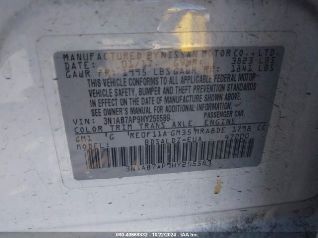 Photo 8 VIN: 3N1AB7AP9HY255589 - NISSAN SENTRA 