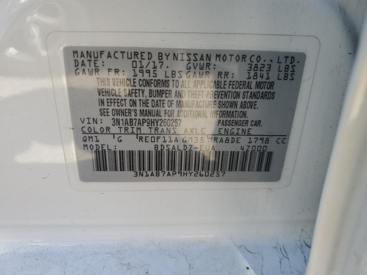 Photo 11 VIN: 3N1AB7AP9HY260257 - NISSAN SENTRA 