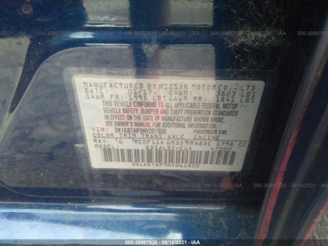 Photo 8 VIN: 3N1AB7AP9HY261800 - NISSAN SENTRA 