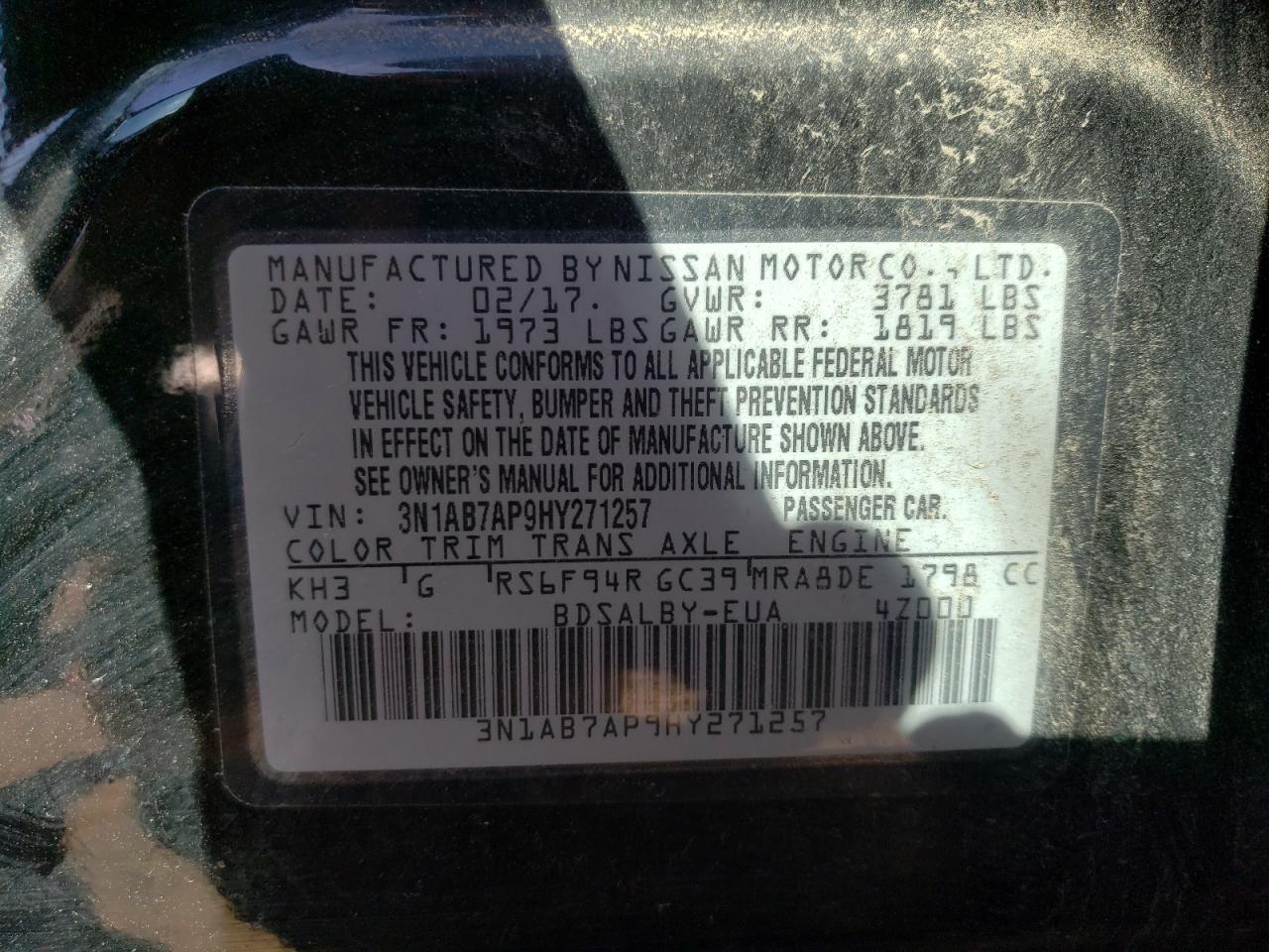 Photo 12 VIN: 3N1AB7AP9HY271257 - NISSAN SENTRA 