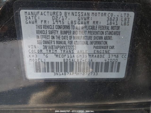 Photo 8 VIN: 3N1AB7AP9HY272733 - NISSAN SENTRA 