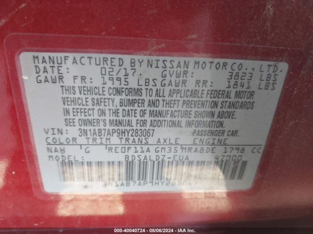 Photo 8 VIN: 3N1AB7AP9HY283067 - NISSAN SENTRA 