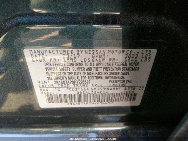 Photo 8 VIN: 3N1AB7AP9HY296692 - NISSAN SENTRA 