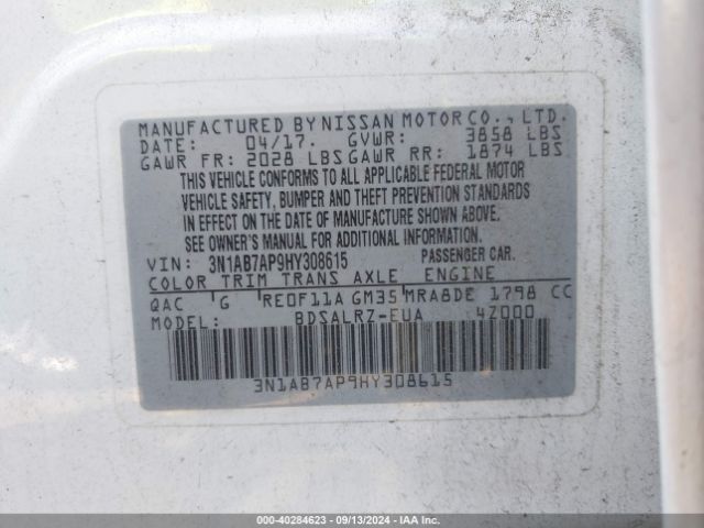 Photo 8 VIN: 3N1AB7AP9HY308615 - NISSAN SENTRA 