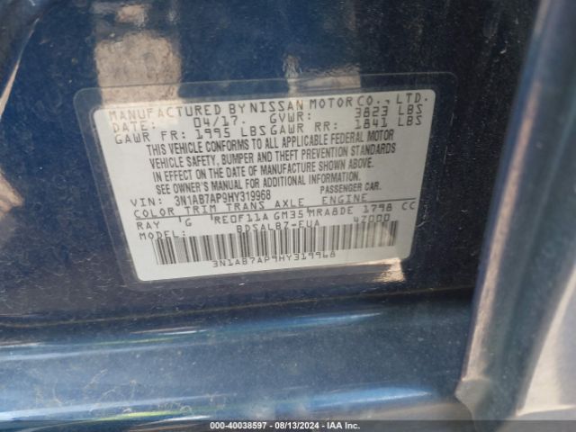 Photo 8 VIN: 3N1AB7AP9HY319968 - NISSAN SENTRA 