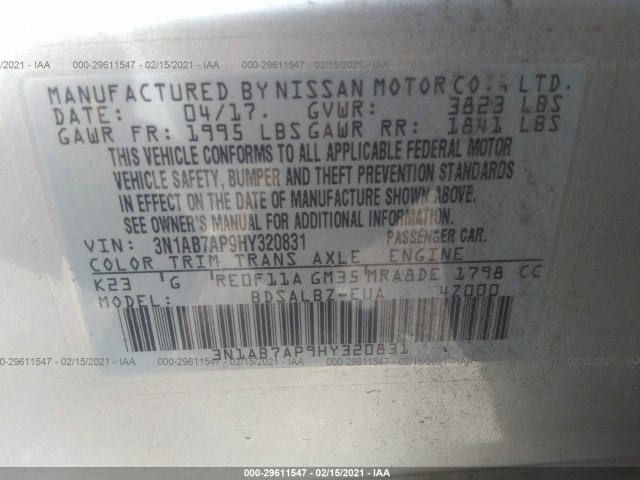 Photo 8 VIN: 3N1AB7AP9HY320831 - NISSAN SENTRA 