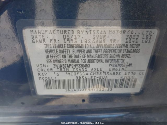 Photo 8 VIN: 3N1AB7AP9HY330453 - NISSAN SENTRA 