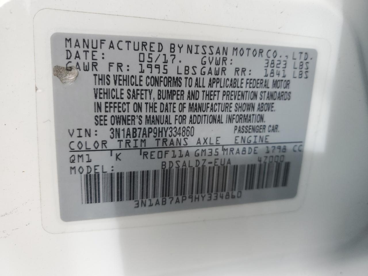 Photo 11 VIN: 3N1AB7AP9HY334860 - NISSAN SENTRA 