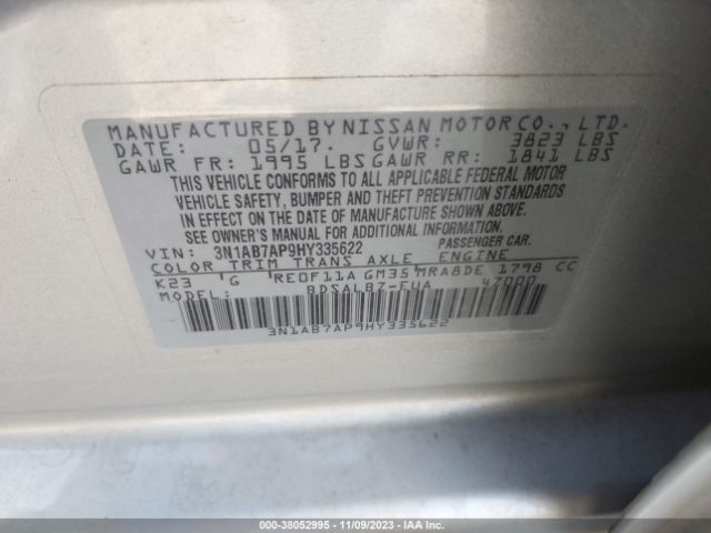 Photo 8 VIN: 3N1AB7AP9HY335622 - NISSAN SENTRA 