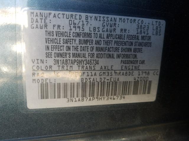 Photo 9 VIN: 3N1AB7AP9HY346734 - NISSAN SENTRA S 