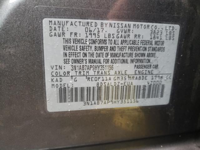 Photo 9 VIN: 3N1AB7AP9HY351156 - NISSAN SENTRA S 