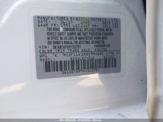 Photo 8 VIN: 3N1AB7AP9HY353781 - NISSAN SENTRA 