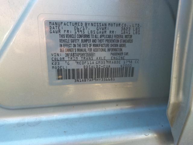 Photo 9 VIN: 3N1AB7AP9HY356681 - NISSAN SENTRA S 