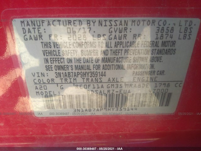 Photo 8 VIN: 3N1AB7AP9HY359144 - NISSAN SENTRA 