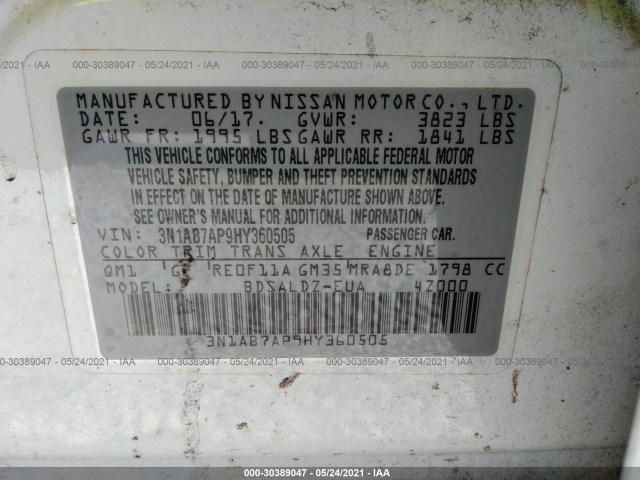 Photo 8 VIN: 3N1AB7AP9HY360505 - NISSAN SENTRA 