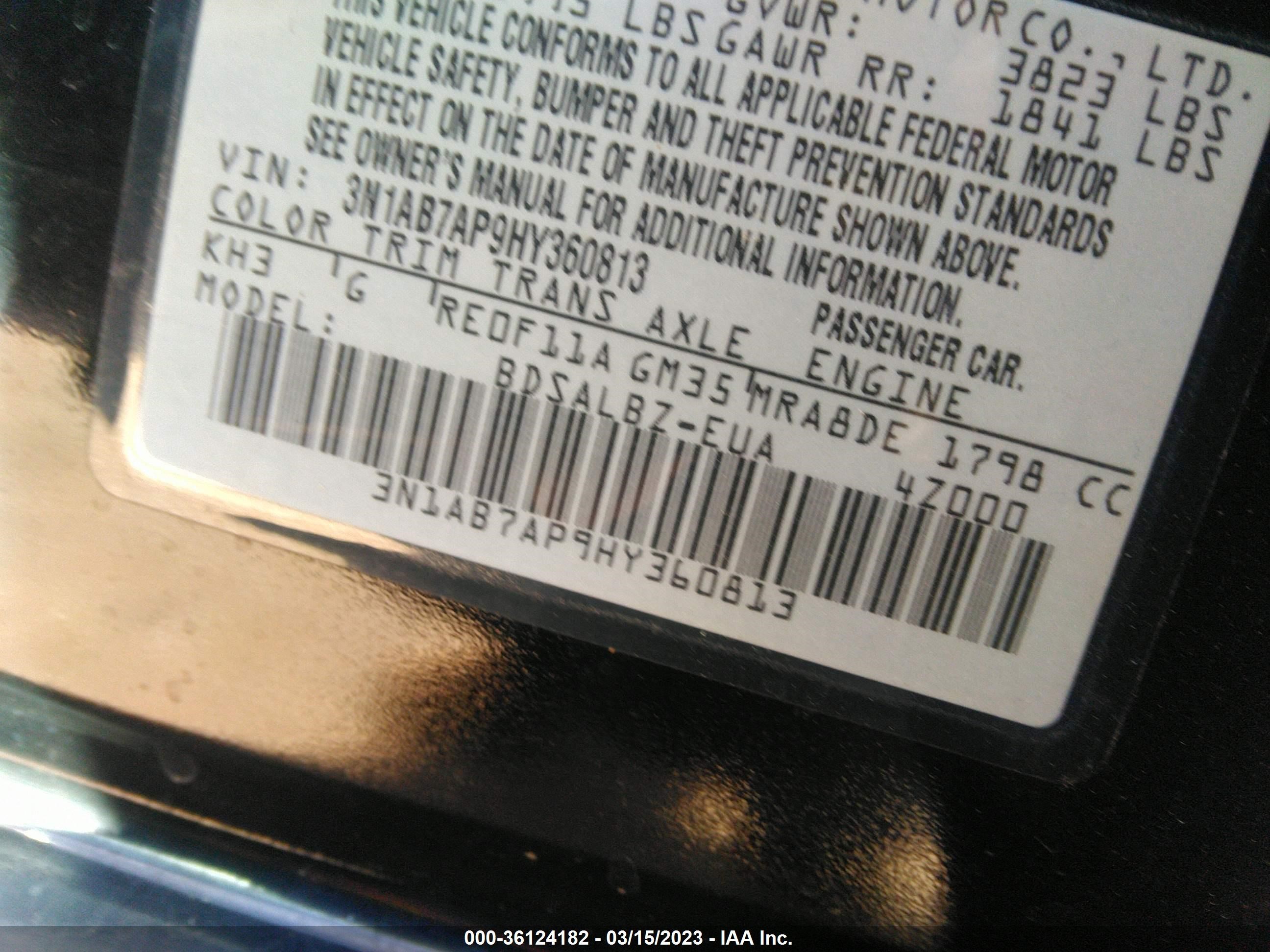 Photo 8 VIN: 3N1AB7AP9HY360813 - NISSAN SENTRA 