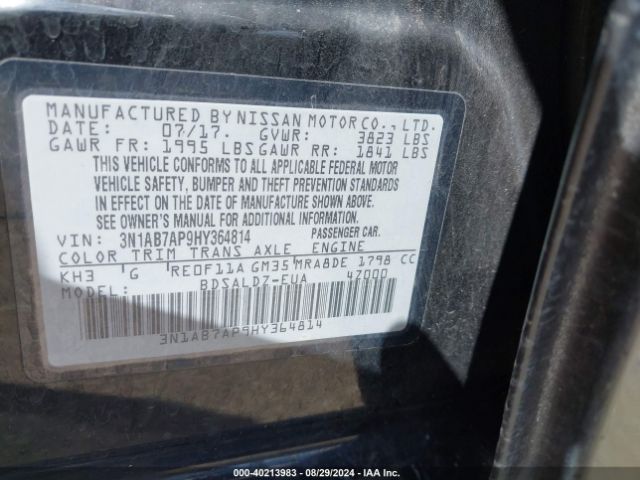 Photo 8 VIN: 3N1AB7AP9HY364814 - NISSAN SENTRA 