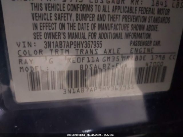 Photo 8 VIN: 3N1AB7AP9HY367955 - NISSAN SENTRA 