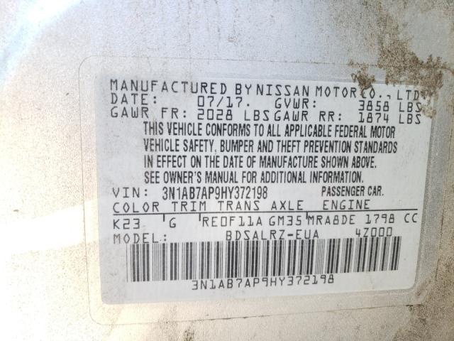 Photo 9 VIN: 3N1AB7AP9HY372198 - NISSAN SENTRA S 