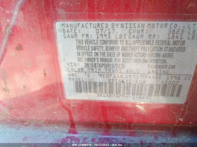 Photo 8 VIN: 3N1AB7AP9HY378230 - NISSAN SENTRA 