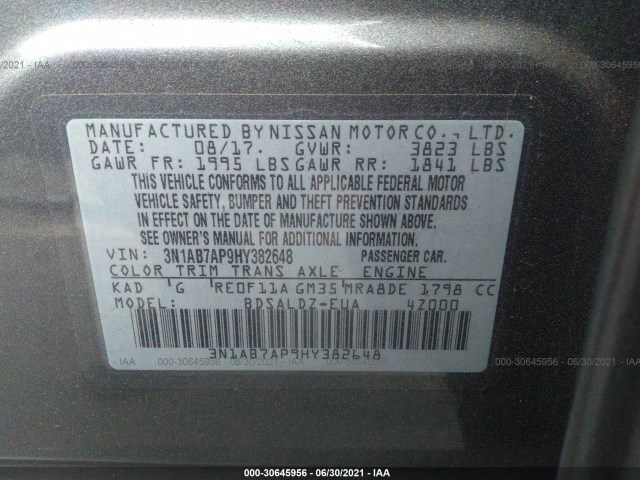 Photo 8 VIN: 3N1AB7AP9HY382648 - NISSAN SENTRA 