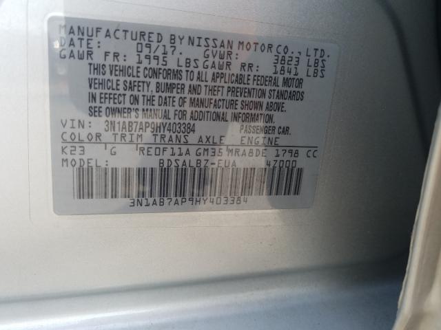 Photo 9 VIN: 3N1AB7AP9HY403384 - NISSAN SENTRA S 