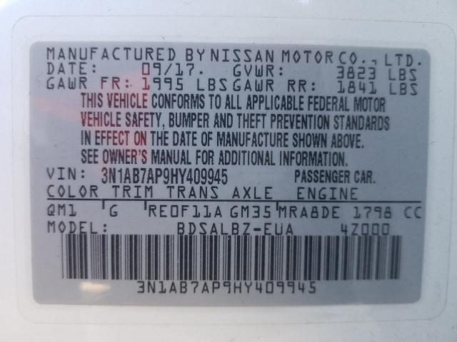 Photo 9 VIN: 3N1AB7AP9HY409945 - NISSAN SENTRA S 