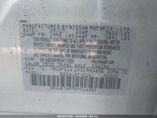 Photo 8 VIN: 3N1AB7AP9HY411355 - NISSAN SENTRA 