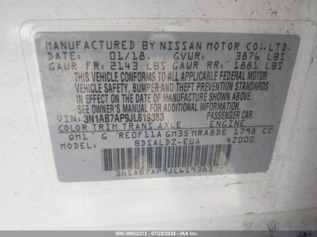 Photo 8 VIN: 3N1AB7AP9JL619383 - NISSAN SENTRA 