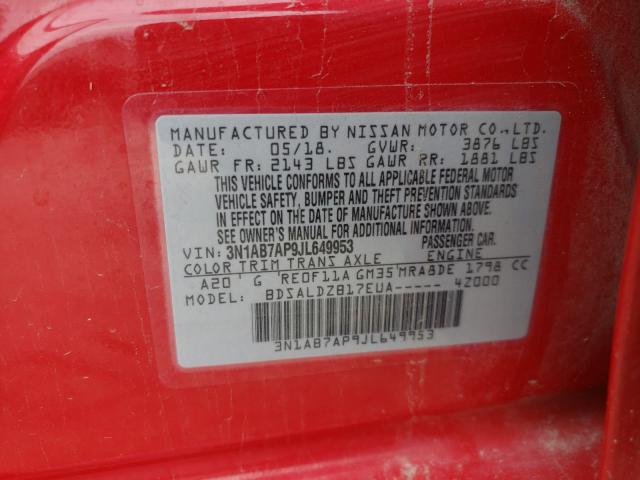 Photo 9 VIN: 3N1AB7AP9JL649953 - NISSAN SENTRA S 