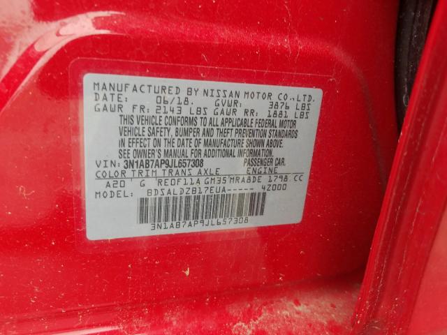 Photo 9 VIN: 3N1AB7AP9JL657308 - NISSAN SENTRA S 