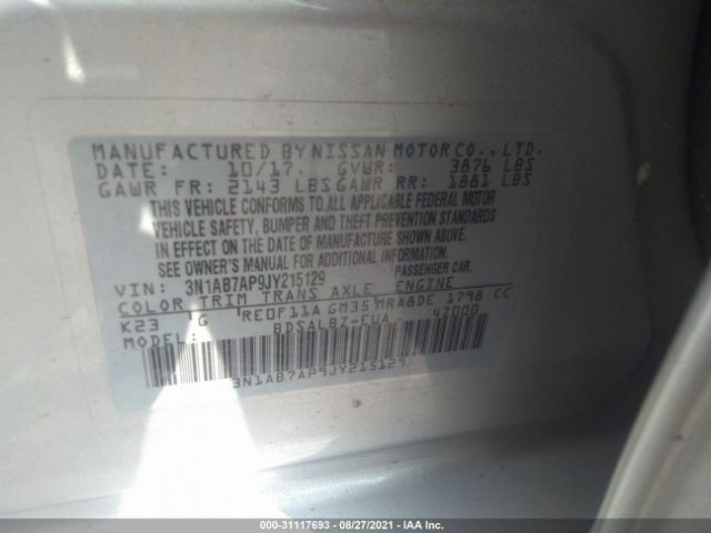 Photo 8 VIN: 3N1AB7AP9JY215129 - NISSAN SENTRA 