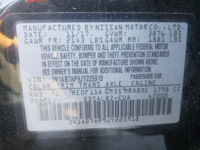 Photo 9 VIN: 3N1AB7AP9JY225918 - NISSAN SENTRA S 