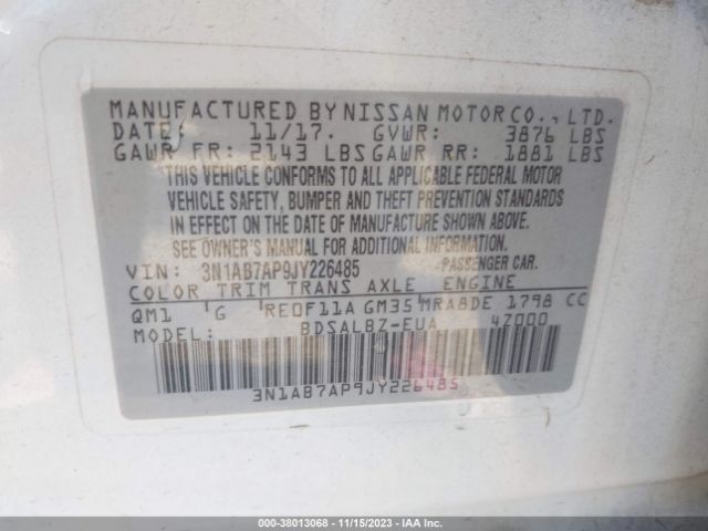 Photo 8 VIN: 3N1AB7AP9JY226485 - NISSAN SENTRA 