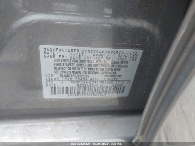 Photo 8 VIN: 3N1AB7AP9JY228169 - NISSAN SENTRA 