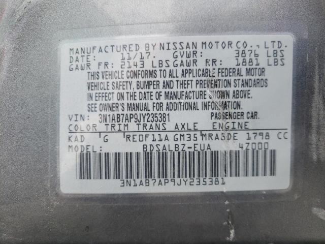 Photo 9 VIN: 3N1AB7AP9JY235381 - NISSAN SENTRA S 