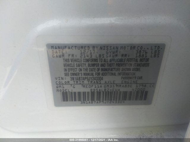 Photo 8 VIN: 3N1AB7AP9JY243304 - NISSAN SENTRA 